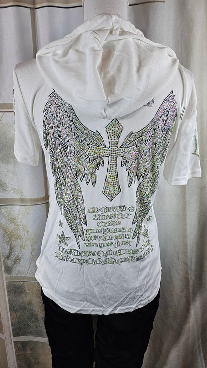 Kapuzenshirt weiss "Hardcore", Gr. onesize bis 42 von ROSE