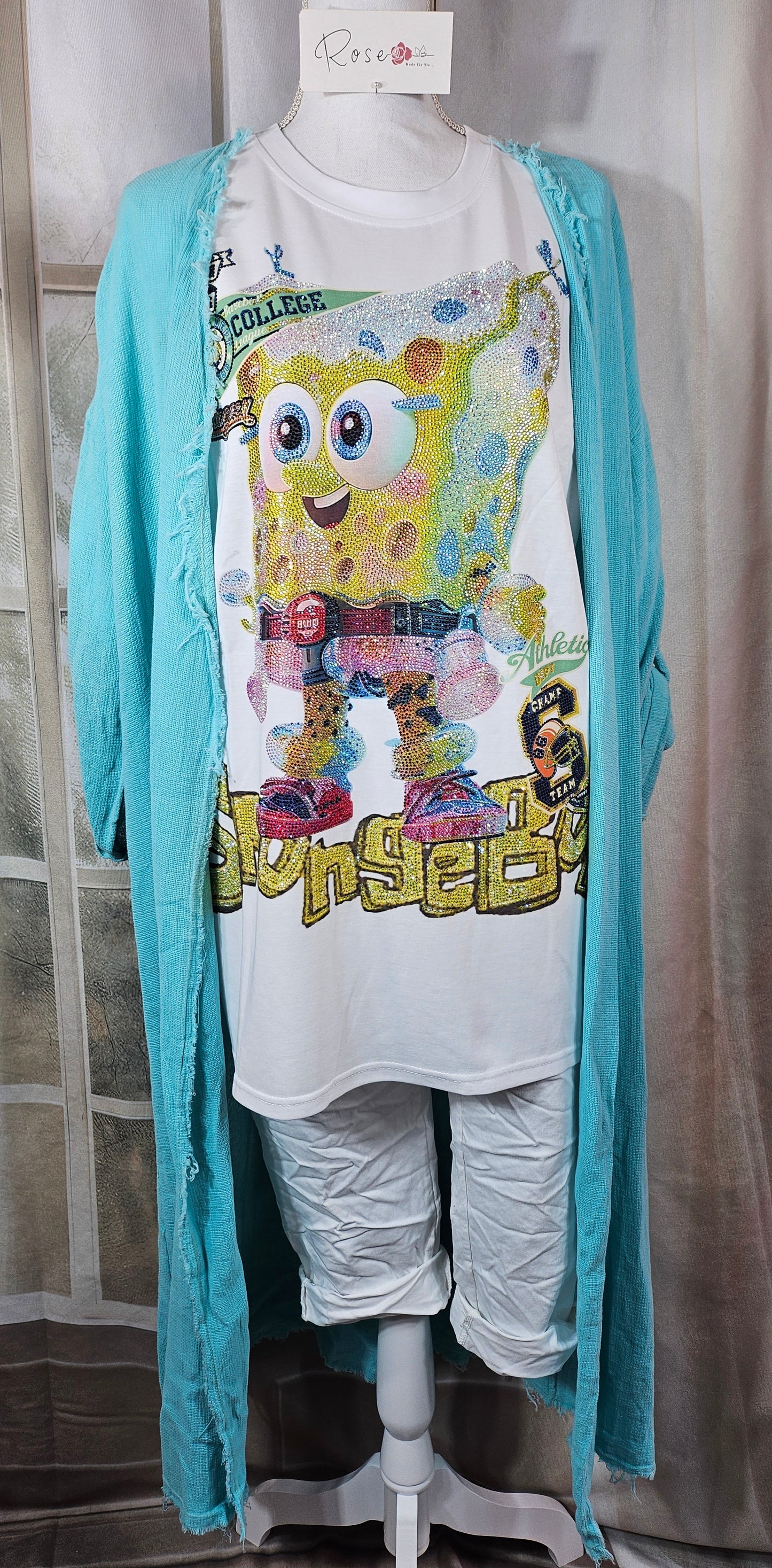 Tshirt weiss "Spongbob", Gr. onesize bis 42/44 von ROSE