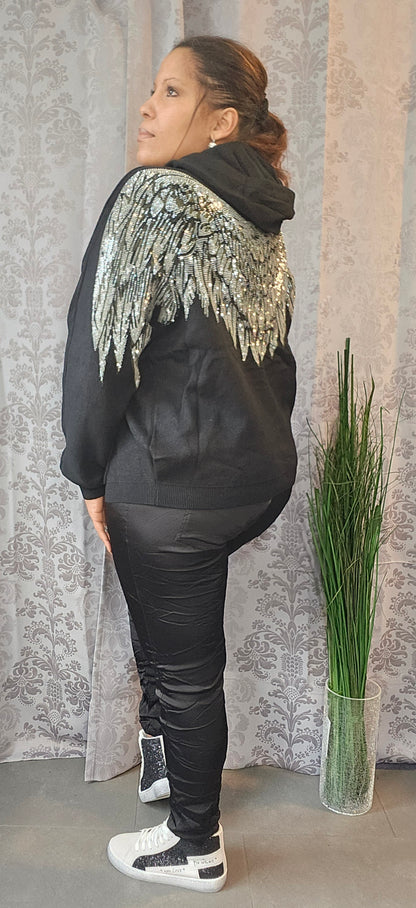 Sweater black "Angel Wings", size one size up to 42/44 from ISSIMA