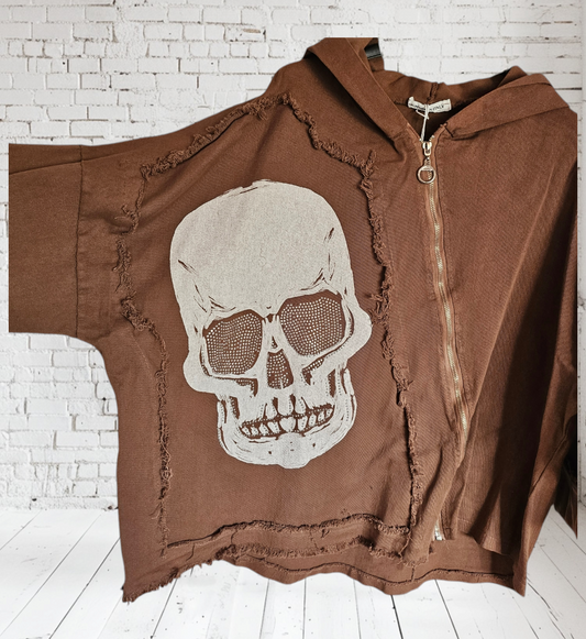 Übergangsjacke "SKULL" in cammel, schwarz, schlamm & grau, Grösse 42/44