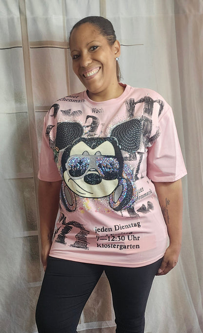 Tshirt weiss "Mickey rosa", Gr. onesize bis 44 von ROSE