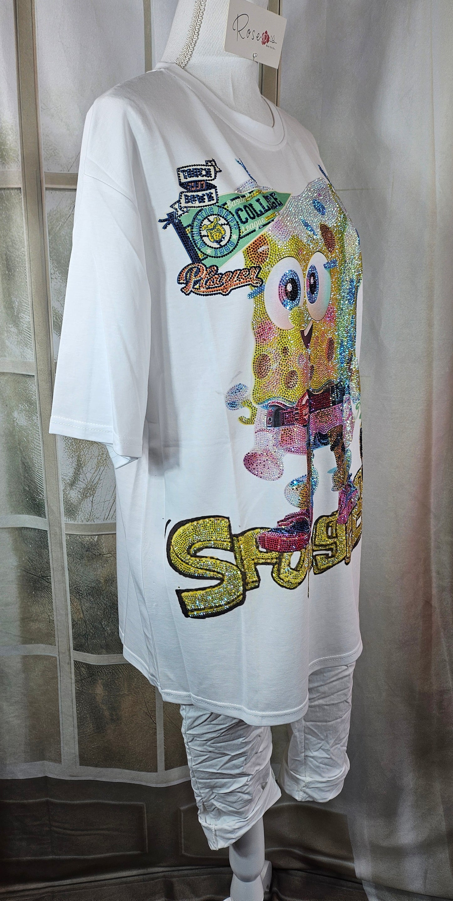 Tshirt weiss "Spongbob", Gr. onesize bis 42/44 von ROSE