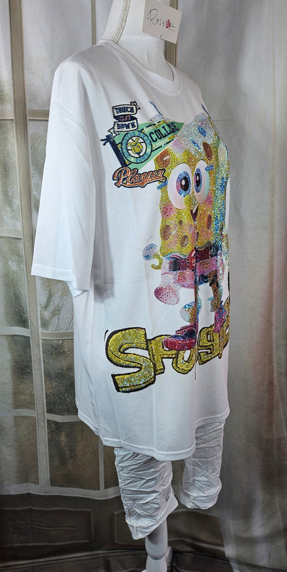 Tshirt weiss "Spongbob", Gr. onesize bis 42/44 von ROSE