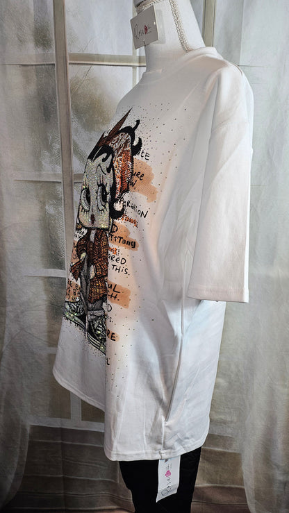 Tshirt weiss "Betty Boop", Gr. onesize bis 44 von ROSE