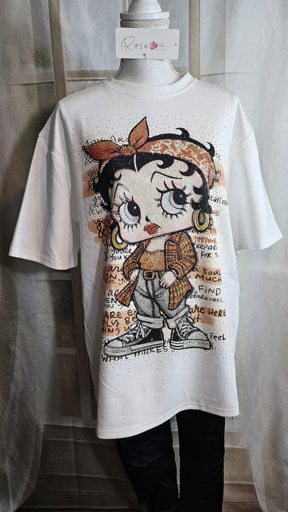 Tshirt weiss "Betty Boop", Gr. onesize bis 44 von ROSE