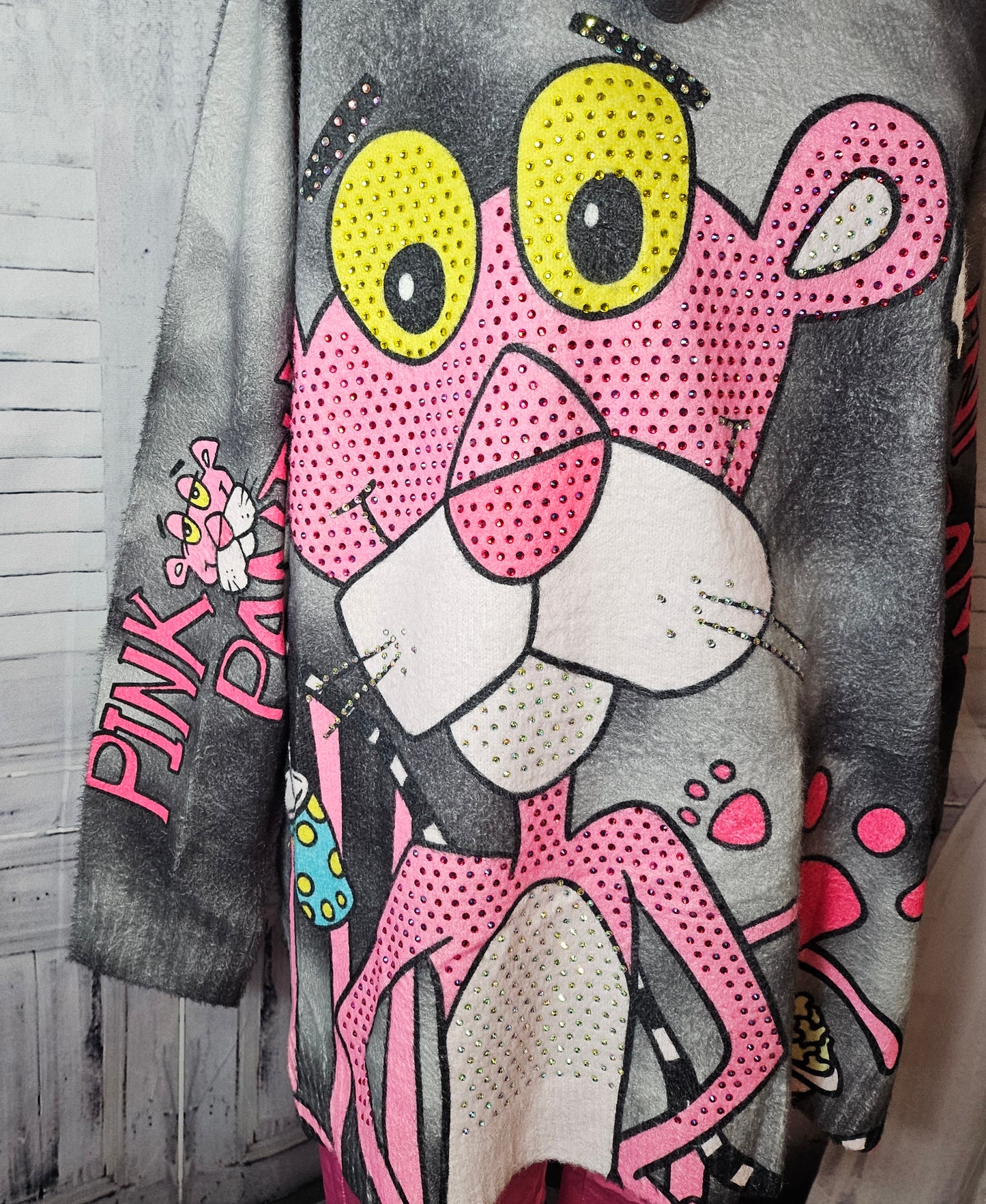 Pullover "Pink Panther" grau, Grösse oversize bis 44 von ROSE