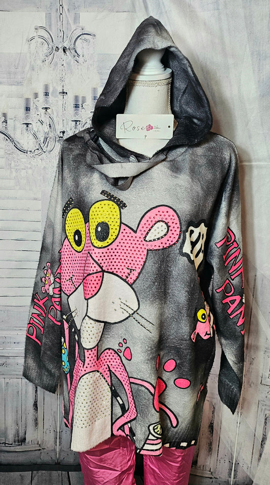 Pullover "Pink Panther" grau, Grösse oversize bis 44 von ROSE