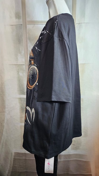 Tshirt schwarz "Daffy D.", Gr. onesize bis 44 von ROSE