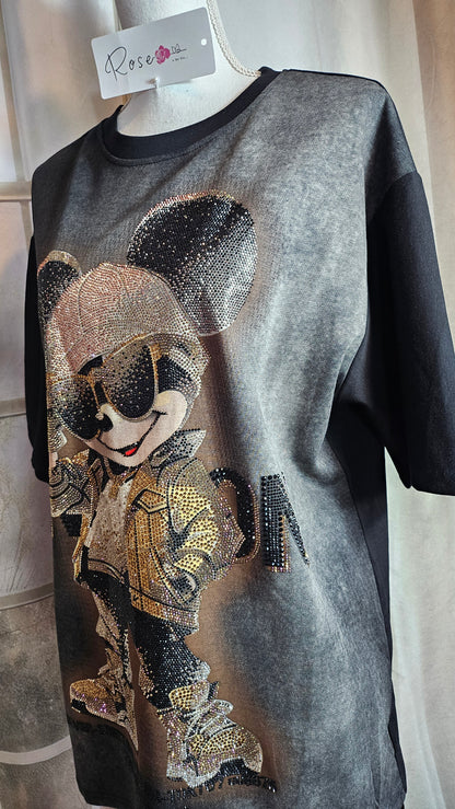 Tshirt grau/schwarz "Mickey Cap", Gr. onesize bis 44 von ROSE
