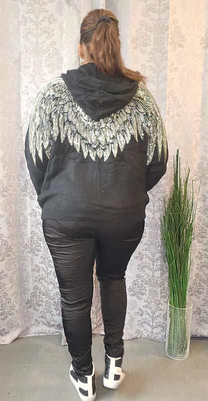 Sweater black "Angel Wings", size one size up to 42/44 from ISSIMA