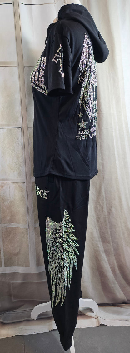Kapuzenshirt schwarz "Hardcore", Gr. onesize bis 42 von ROSE