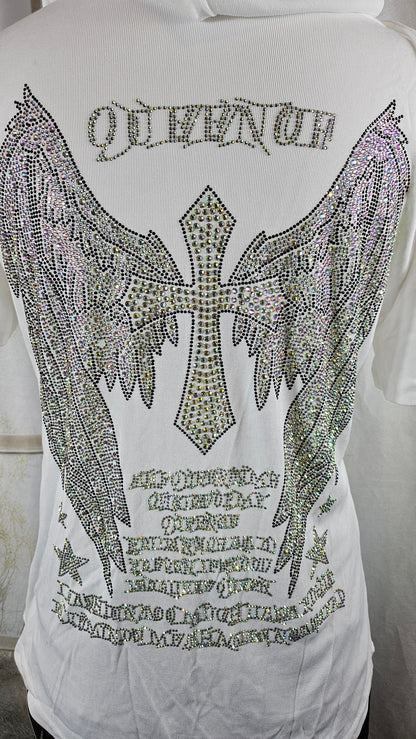 Kapuzenshirt weiss "Hardcore", Gr. onesize bis 42 von ROSE