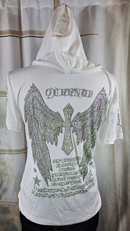 Kapuzenshirt weiss "Hardcore", Gr. onesize bis 42 von ROSE