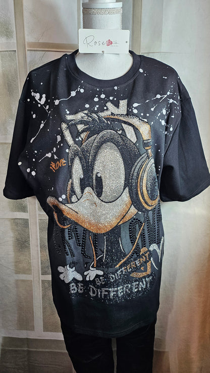 Tshirt schwarz "Daffy D.", Gr. onesize bis 44 von ROSE