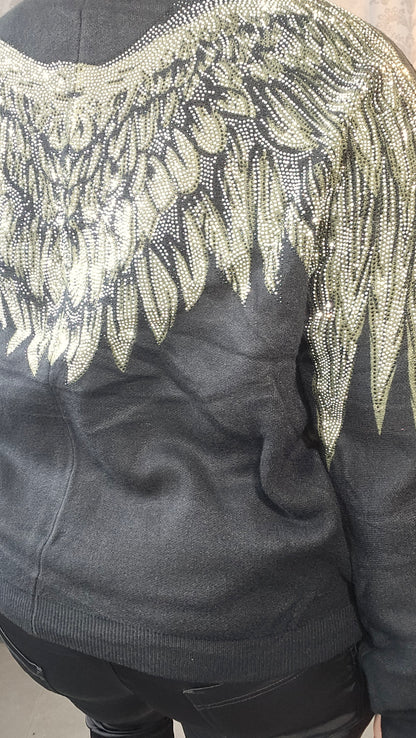 Sweater black "Angel Wings", size one size up to 42/44 from ISSIMA