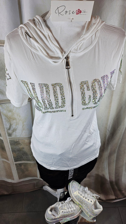 Kapuzenshirt weiss "Hardcore", Gr. onesize bis 42 von ROSE