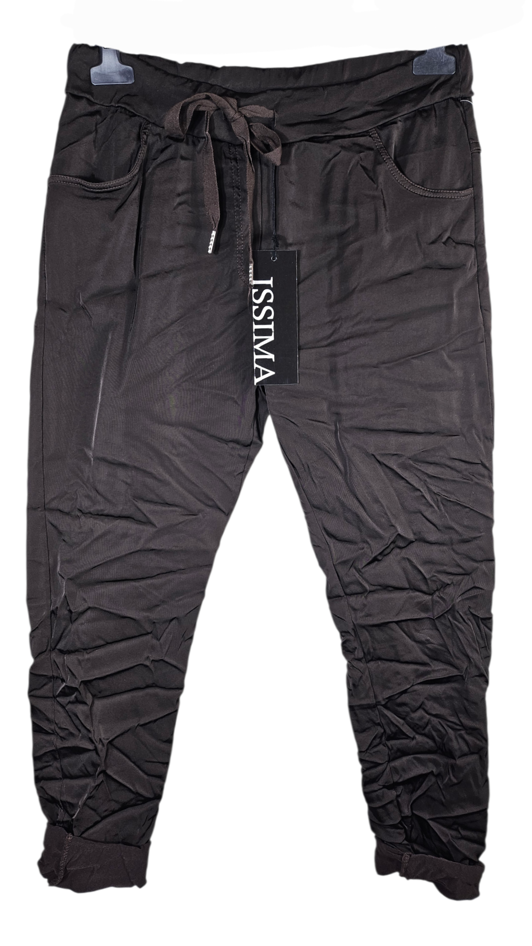 Shiny-Stretchhose, dunkelbraun,  Onesize bis 42/44