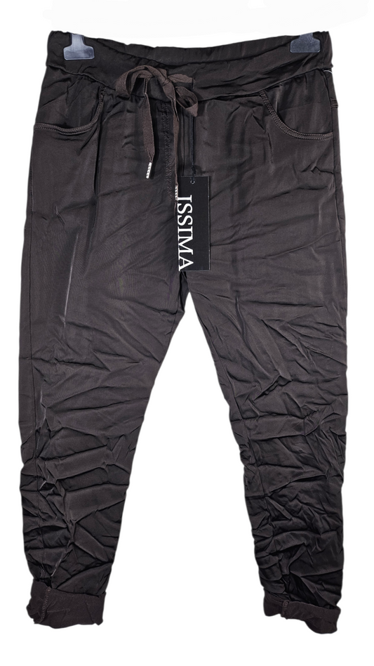 Shiny-Stretchhose, dunkelbraun,  Onesize bis 42/44