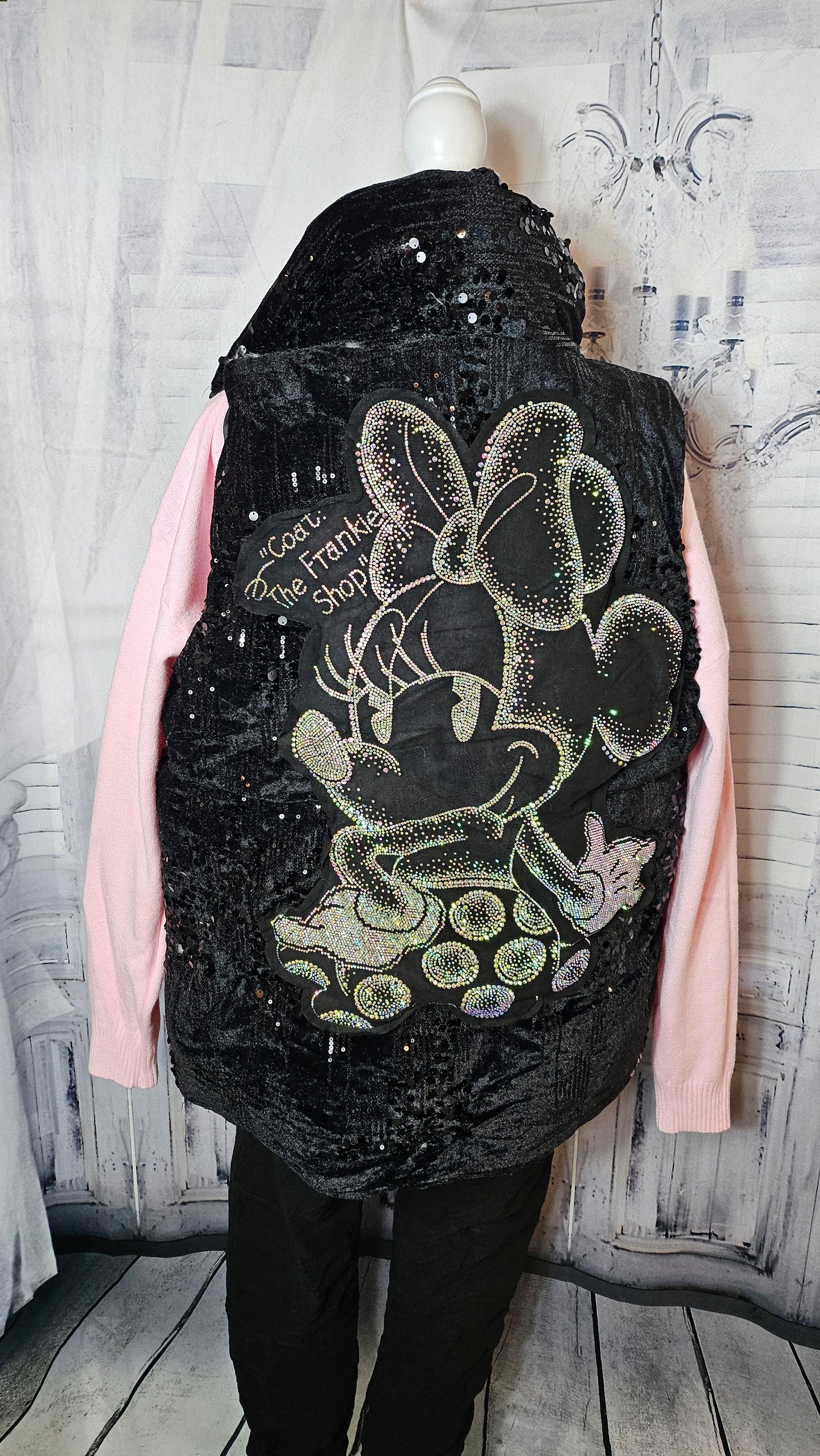 Paillettenweste schwarz "Minnie", Grösse onesize bis 42 (knapp 44) von ROSE